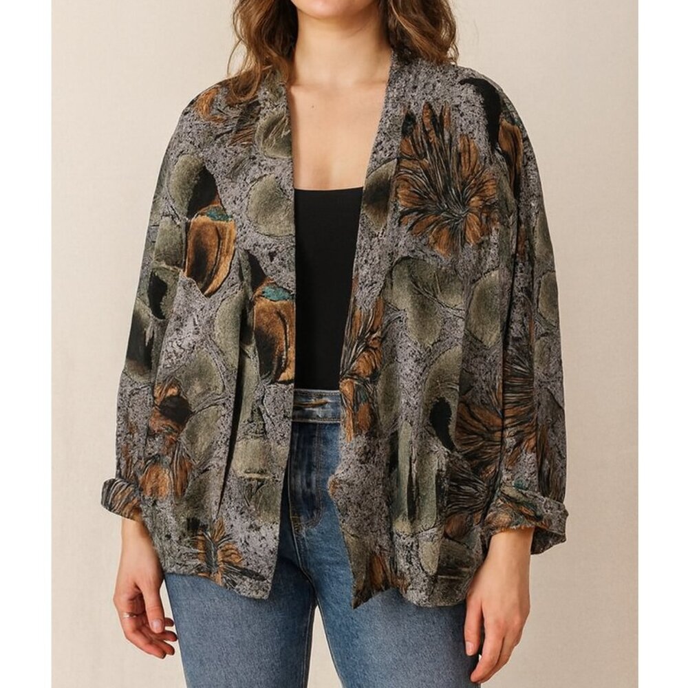 Vintage Creation Geissler 80s Jacket Blazer Floral Print Funky Retro size 42 XL